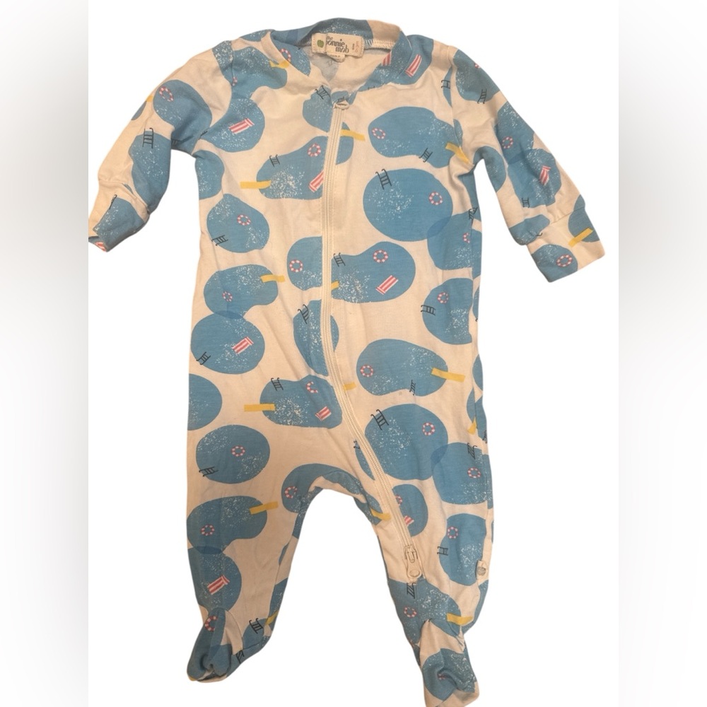The Bonnie Mob Pool Print Zip Front Organic Cotton Baby Sleepsuit